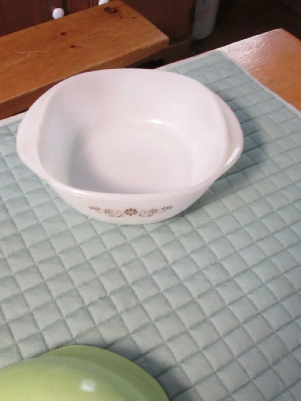 vtg Py-rex-o serving ovenware milkglass brown floral bowl